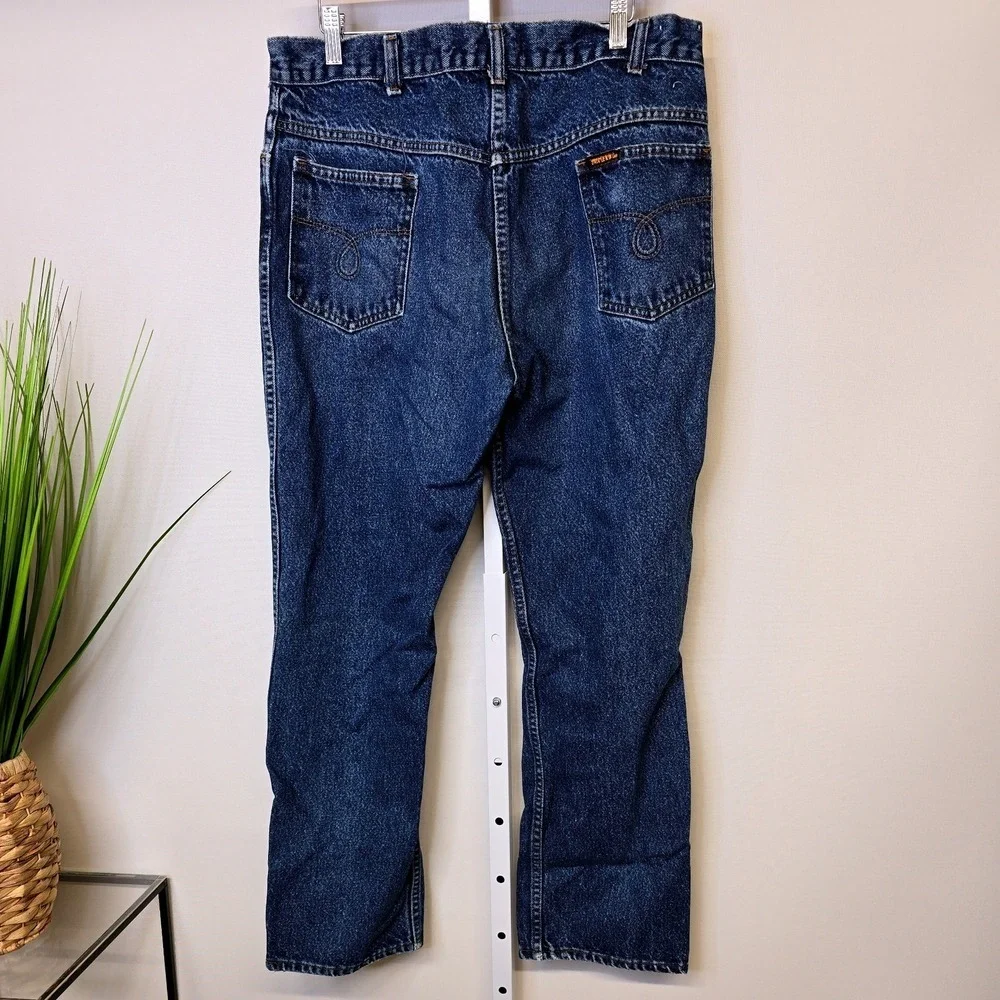 Saddle King Key Mens Vintage Blue Denim Straight Leg Workwear‎ Jeans 34x29